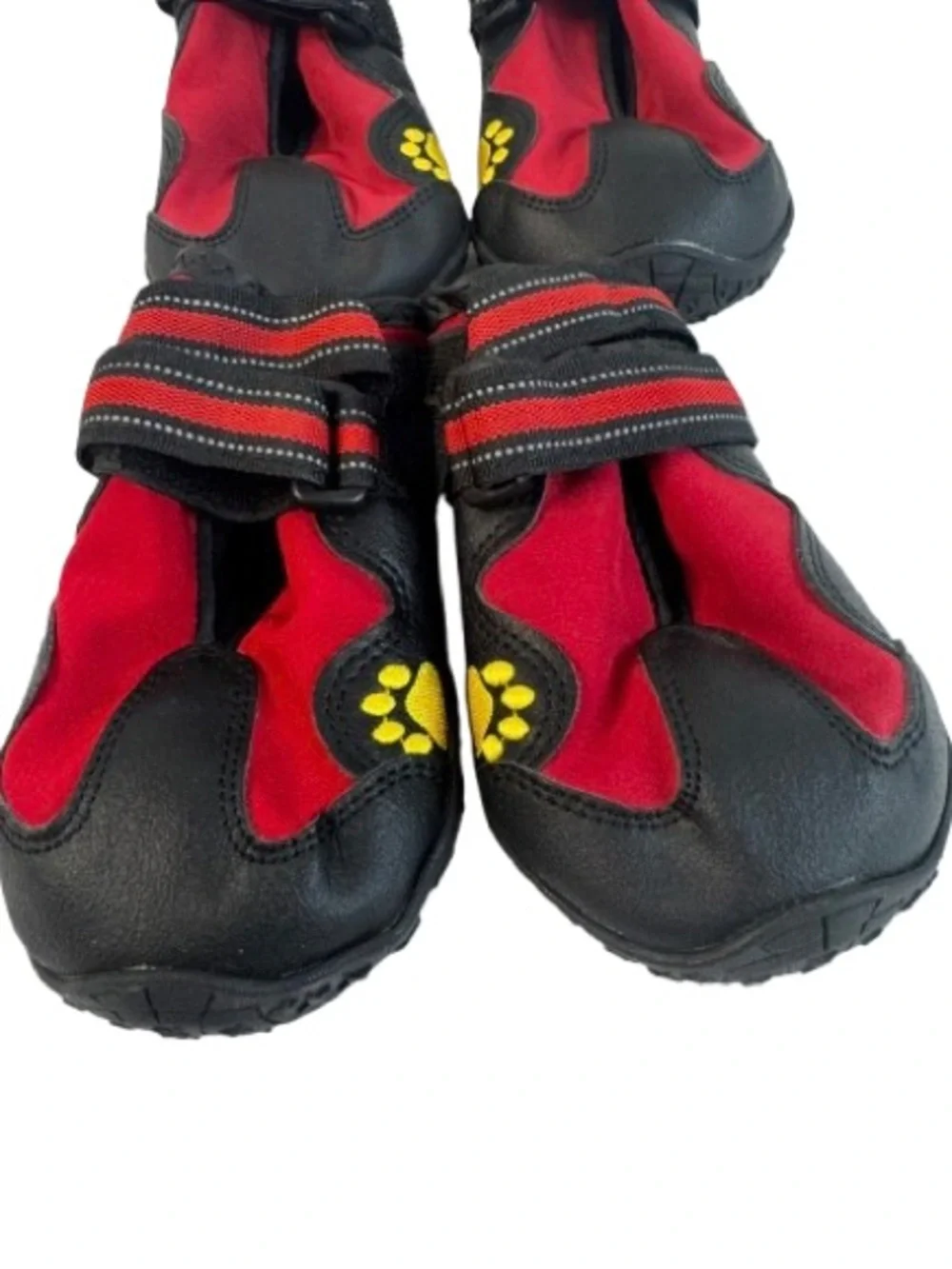 Kids Red and Black Waterproof Dog Boots - Secure Velcro Straps